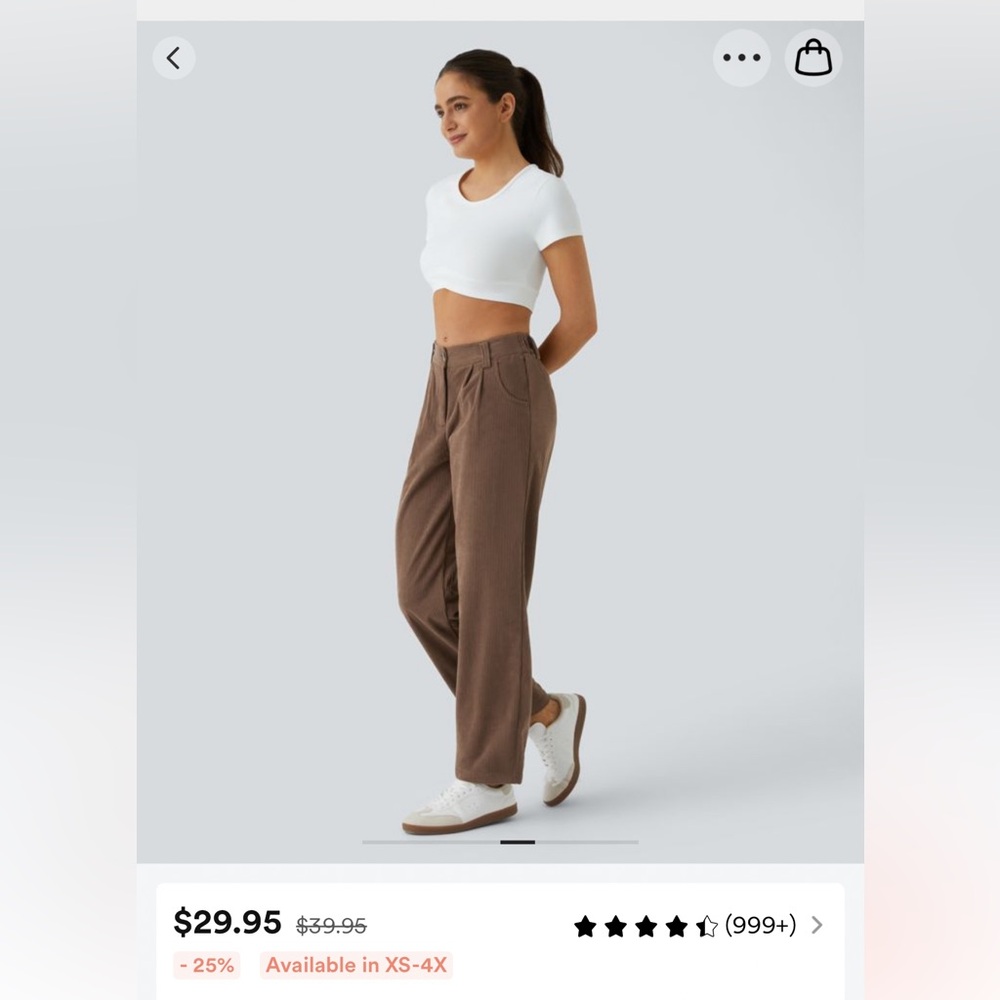 Mid rise corduroy casual pants